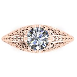 1 ctw Solitaire Certified VS/SI Diamond Ring Art Deco 14k Rose Gold - REF-294K2Y