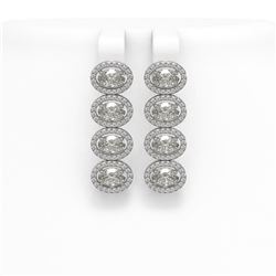 5.92 ctw Oval Cut Diamond Micro Pave Earrings 18K White Gold - REF-821R2K