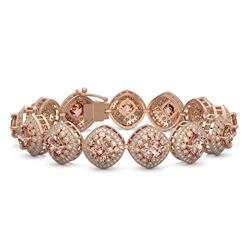 31.35 ctw Morganite & Diamond Victorian Bracelet 14K Rose Gold - REF-1063W3H