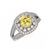 Image 1 : 2.09 ctw Canary Citrine & Diamond Victorian Ring 14K White Gold - REF-83H6R