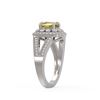 Image 3 : 2.09 ctw Canary Citrine & Diamond Victorian Ring 14K White Gold - REF-83H6R