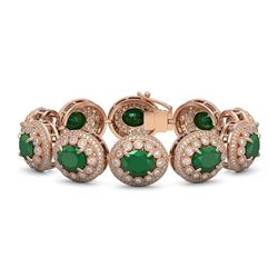 49.17 ctw Emerald & Diamond Victorian Bracelet 14K Rose Gold - REF-1404H4R