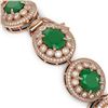 Image 3 : 49.17 ctw Emerald & Diamond Victorian Bracelet 14K Rose Gold - REF-1404H4R