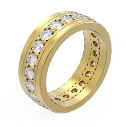 3.08 ctw Diamond Men's Ring 18K Yellow Gold - REF-315R3K