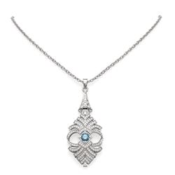 3.05 ctw Intense Blue Diamond Necklace 18K White Gold - REF-325K5Y