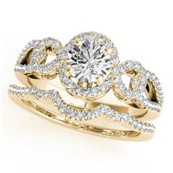 1.32 ctw Certified VS/SI Diamond 2pc Wedding Set Halo 14k Yellow Gold - REF-161A6N