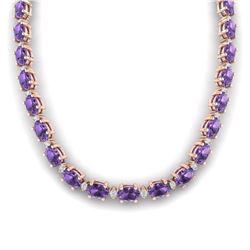 46.5 ctw Amethyst & VS/SI Diamond Eternity Necklace 10k Rose Gold - REF-245H5R