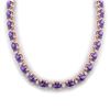 Image 1 : 46.5 ctw Amethyst & VS/SI Diamond Eternity Necklace 10k Rose Gold - REF-245H5R