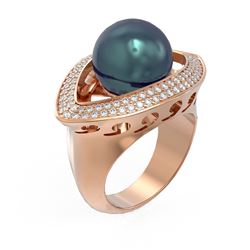 1 ctw Diamond & Pearl Ring 18K Rose Gold - REF-169H3R