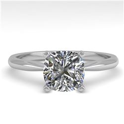 1 ctw Cushion Cut VS/SI Diamond Engagment Designer Ring 14k White Gold - REF-243X2A