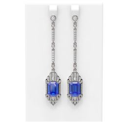 11.15 ctw Tanzanite & Diamond Earrings 18K White Gold - REF-527N3F