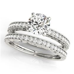 1.63 ctw Certified VS/SI Diamond 2pc Wedding Set Antique 14k White Gold - REF-374X3A