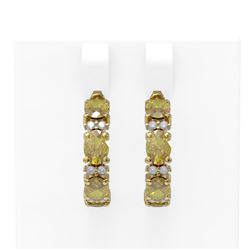 8.57 ctw Canary Citrine & Diamond Earrings 18K Yellow Gold - REF-108A8N