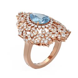 4.67 ctw Blue Topaz & Diamond Ring 18K Rose Gold - REF-213H5R