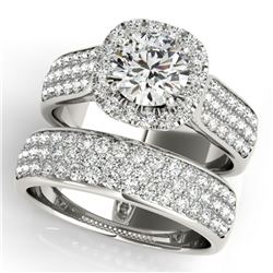 2.59 ctw Certified VS/SI Diamond 2pc Wedding Set Halo 14k White Gold - REF-356R6K