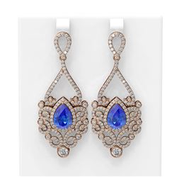 10.26 ctw Tanzanite & Diamond Earrings 18K Rose Gold - REF-600W2H