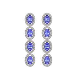 6.09 ctw Tanzanite & Diamond Micro Pave Halo Earrings 10k White Gold - REF-143A6N