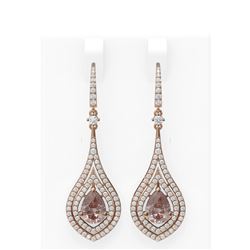 9.95 ctw Morganite & Diamond Earrings 18K Rose Gold - REF-540K2Y