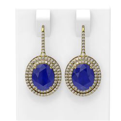 9.12 ctw Sapphire & Diamond Earrings 18K Yellow Gold - REF-245A5N