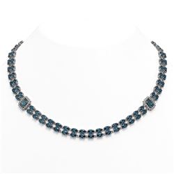 37.96 ctw London Topaz & Diamond Necklace 14K White Gold - REF-436X4A