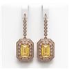 Image 1 : 11.44 ctw Canary Citrine & Diamond Victorian Earrings 14K Rose Gold - REF-243F5M