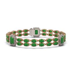 13.9 ctw Jade & Diamond Bracelet 14K Rose Gold - REF-235Y3X