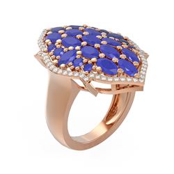 7.19 ctw Sapphire & Diamond Ring 18K Rose Gold - REF-229G3W