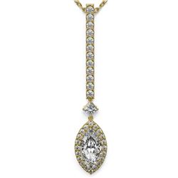 1.3 ctw Marquise Cut Diamond Designer Necklace 18K Yellow Gold - REF-157X2A