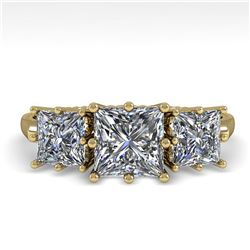 2.0 ctw Past Present Future VS/SI Princess Diamond Ring 18k Yellow Gold - REF-435H2R