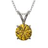 Image 1 : 0.75 ctw Certified Intense Yellow Diamond Necklace 10k White Gold - REF-82K2Y