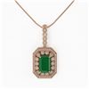 Image 2 : 7.18 ctw Certified Emerald & Diamond Victorian Necklace 14K Rose Gold - REF-172W8H