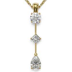 0.9 ctw Pear Cut Diamond Designer Necklace 18K Yellow Gold - REF-121F2M