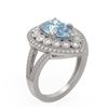Image 2 : 3.82 ctw Certified Aquamarine & Diamond Victorian Ring 14K White Gold - REF-168Y8X