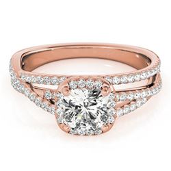 1 ctw Certified VS/SI Cushion Diamond Halo Ring 18k Rose Gold - REF-137Y5X