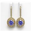 Image 1 : 13.82 ctw Tanzanite & Diamond Victorian Earrings 14K Yellow Gold - REF-574X4A