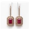 Image 1 : 14.16 ctw Certified Ruby & Diamond Victorian Earrings 14K Rose Gold - REF-318F2M