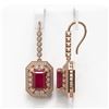 Image 2 : 14.16 ctw Certified Ruby & Diamond Victorian Earrings 14K Rose Gold - REF-318F2M