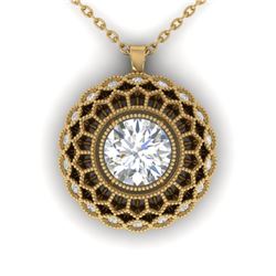 1.25 ctw Certified VS/SI Diamond Art Deco Necklace 14k Yellow Gold - REF-315H3R