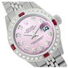 Image 1 : Rolex Men's Stainless Steel, QuickSet, Diam Dial & Diam/Ruby Bezel - REF-521K5T