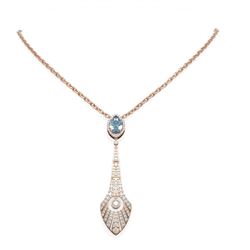 4.17 ctw Aquamarine & Diamond Necklace 18K Rose Gold - REF-283W6H