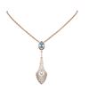 Image 1 : 4.17 ctw Aquamarine & Diamond Necklace 18K Rose Gold - REF-283W6H
