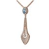 Image 3 : 4.17 ctw Aquamarine & Diamond Necklace 18K Rose Gold - REF-283W6H