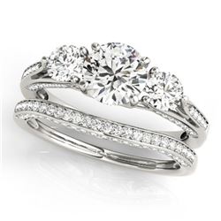 2.05 ctw VS/SI Diamond 3 Stone 2pc Wedding Set 14k White Gold - REF-335G3W