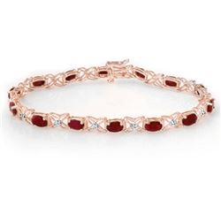 8.55 ctw Ruby & Diamond Bracelet 10k Rose Gold - REF-100K2Y