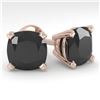 Image 1 : 12 ctw Cushion Black Diamond Stud Designer Earrings 14k Rose Gold - REF-267G2W