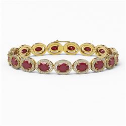 22.89 ctw Ruby & Diamond Micro Pave Halo Bracelet 10k Yellow Gold - REF-291K5Y
