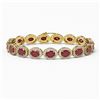 Image 1 : 22.89 ctw Ruby & Diamond Micro Pave Halo Bracelet 10k Yellow Gold - REF-291K5Y