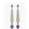 Image 1 : 8.64 ctw Tanzanite & Diamond Earrings 18K Rose Gold - REF-520W2H