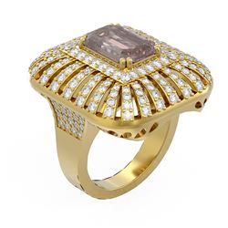 7.49 ctw Morganite & Diamond Ring 18K Yellow Gold - REF-490Y9X