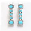 Image 1 : 9.54 ctw Turquoise & Diamond Earrings 14K Rose Gold - REF-188M9G